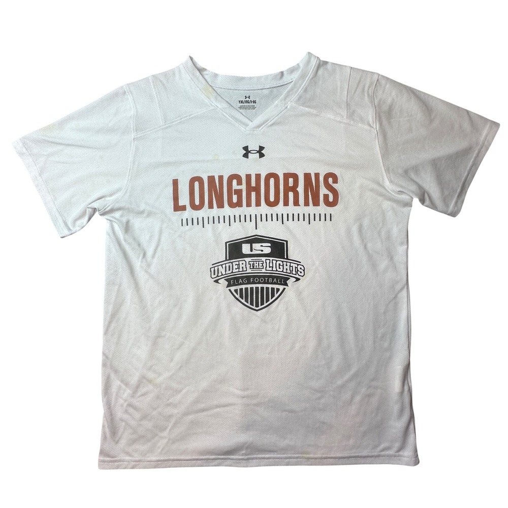 Under Armour Jersey Kids YXL White Longhorns Under The Lights Flag Football